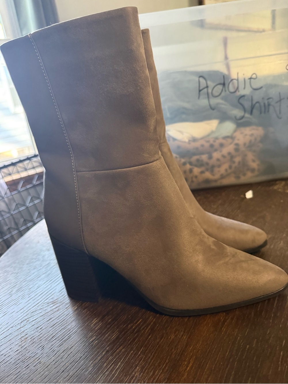 Journee Collection Taupe Mid-Calf Block Heel Boots